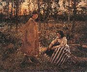 Bela Ivanyi-Grunwald Shepherd and Peasant Woman oil painting reproduction